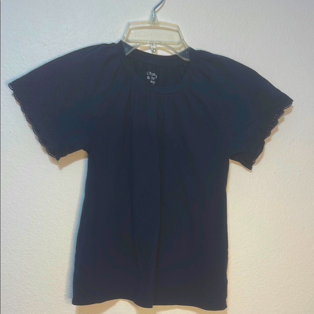 Crown & Ivy Blue Ruched Short Sleeve Tee Size Small EUC
